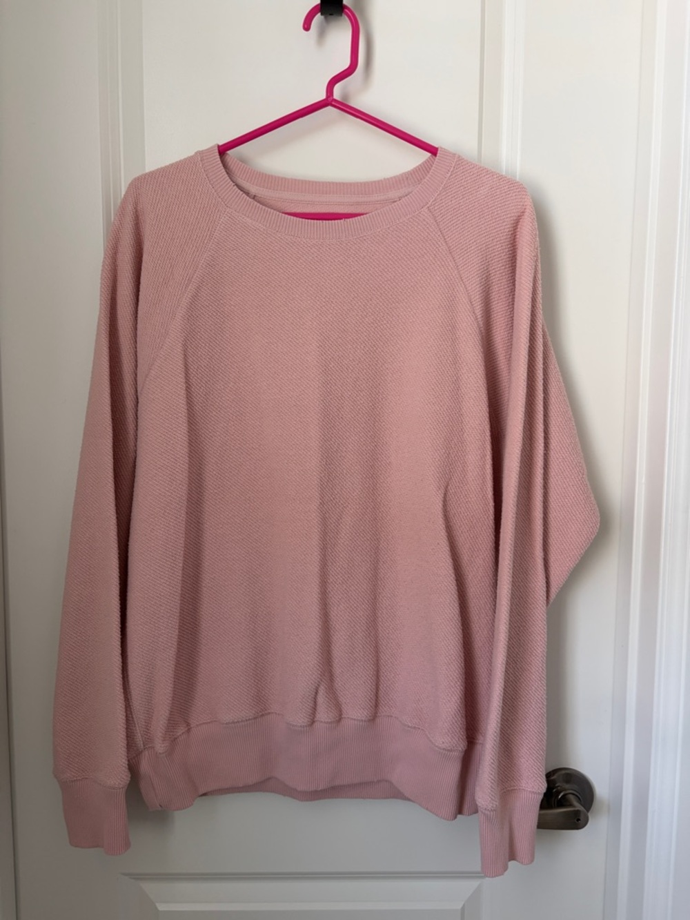aerie Light Pink Oversized Crewneck Textured Sweater